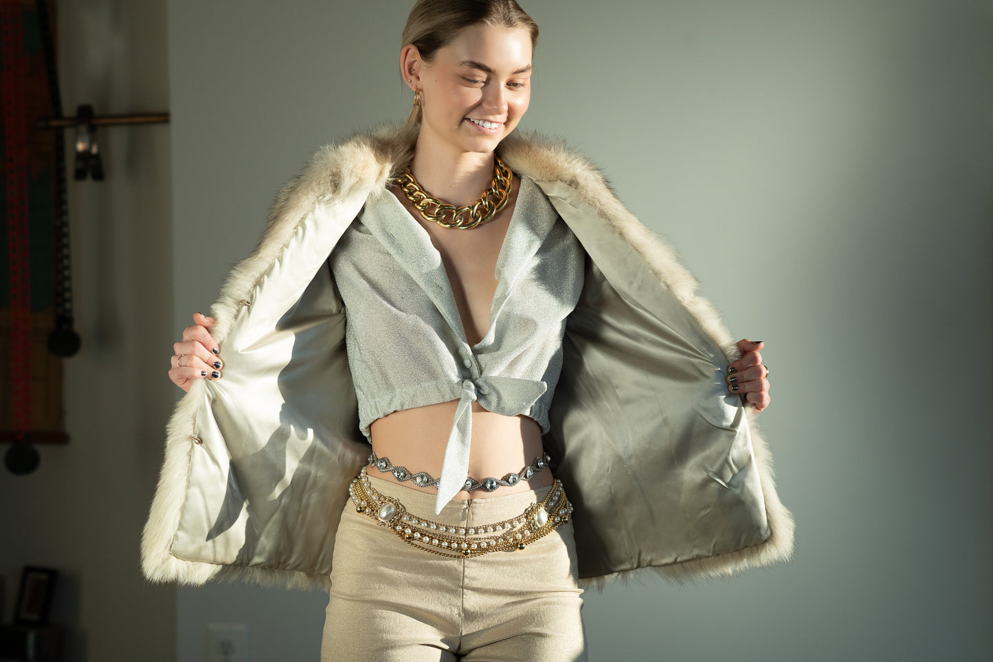 Vintage 60s Silver Fox Fur Coat