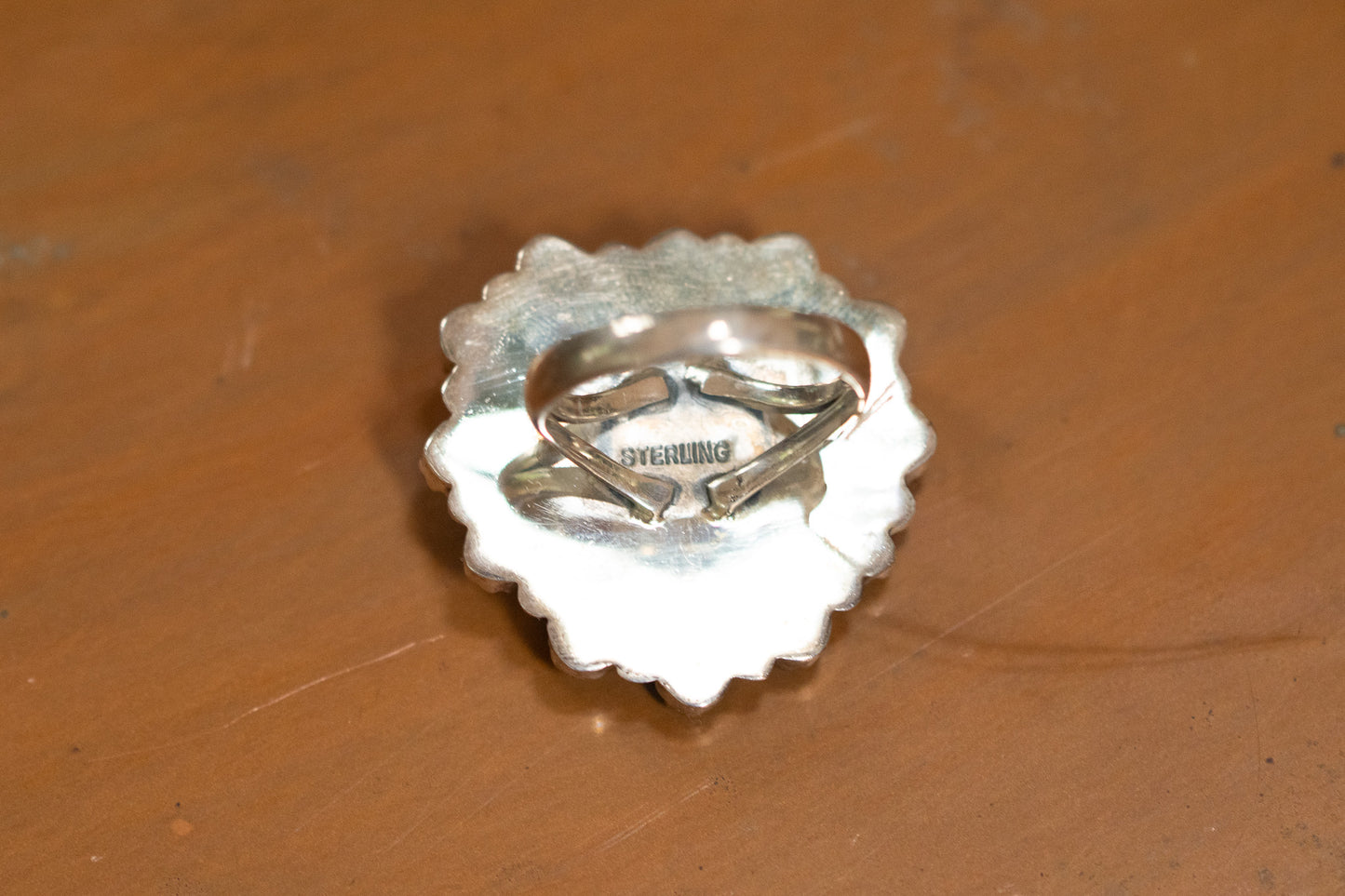 Native American Sterling Silver Pink Conch Heart Ring