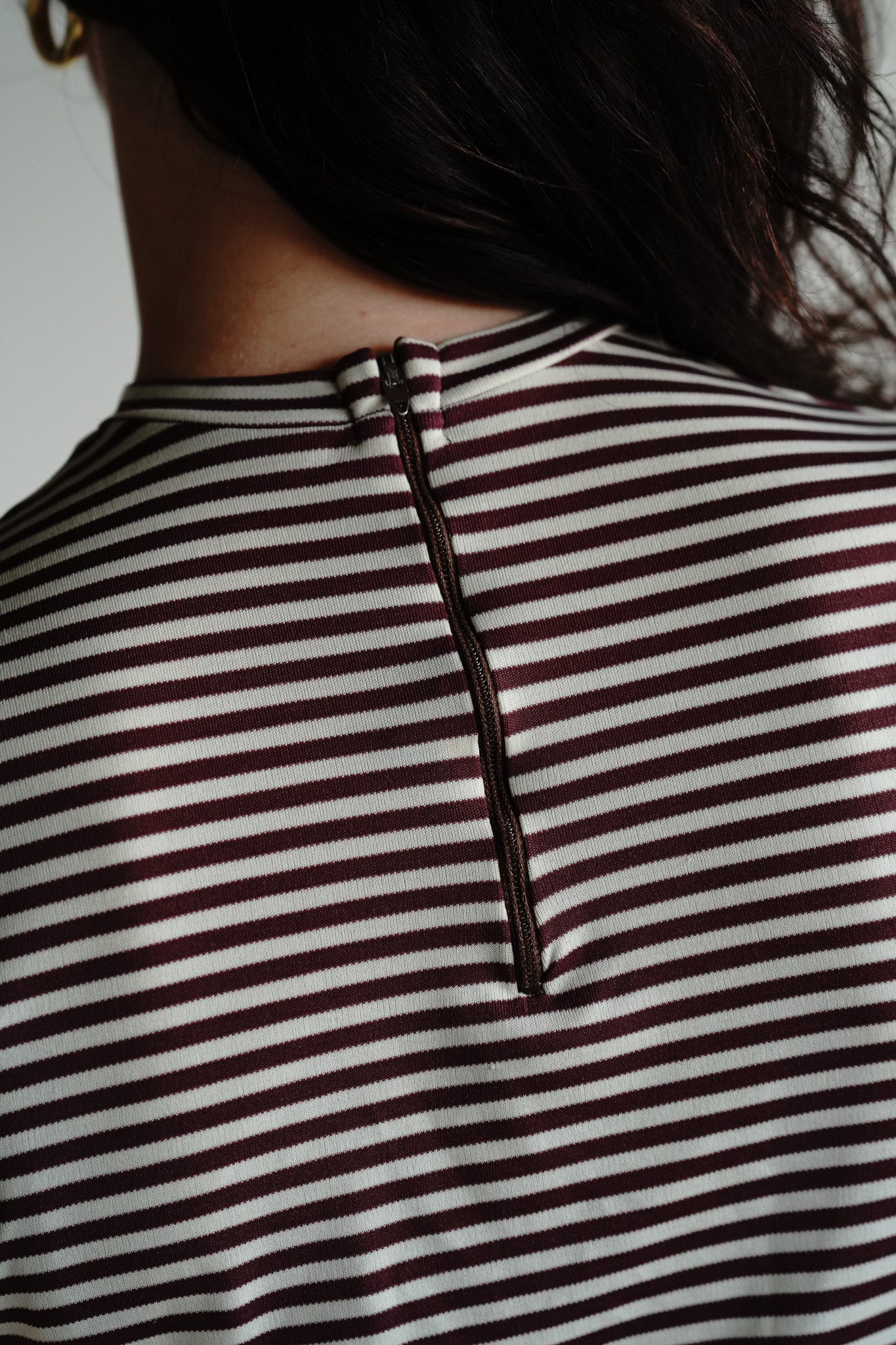 Vintage Striped Mock Neck Top