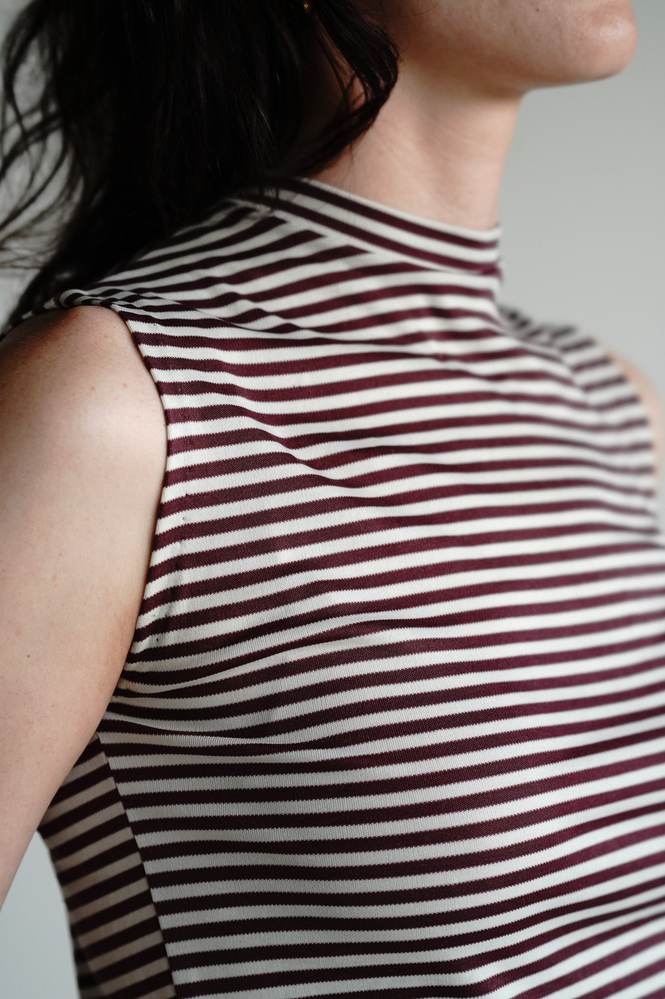 Vintage Striped Mock Neck Top