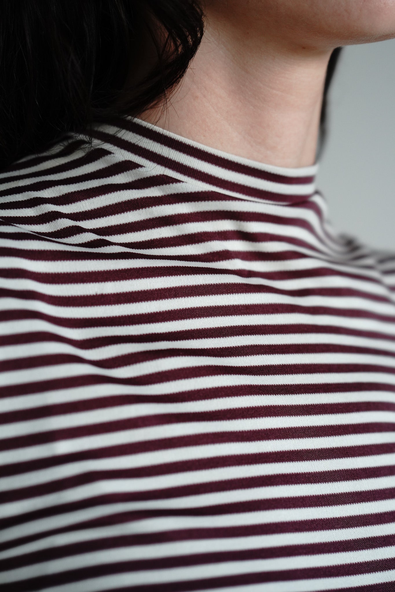 Vintage Striped Mock Neck Top