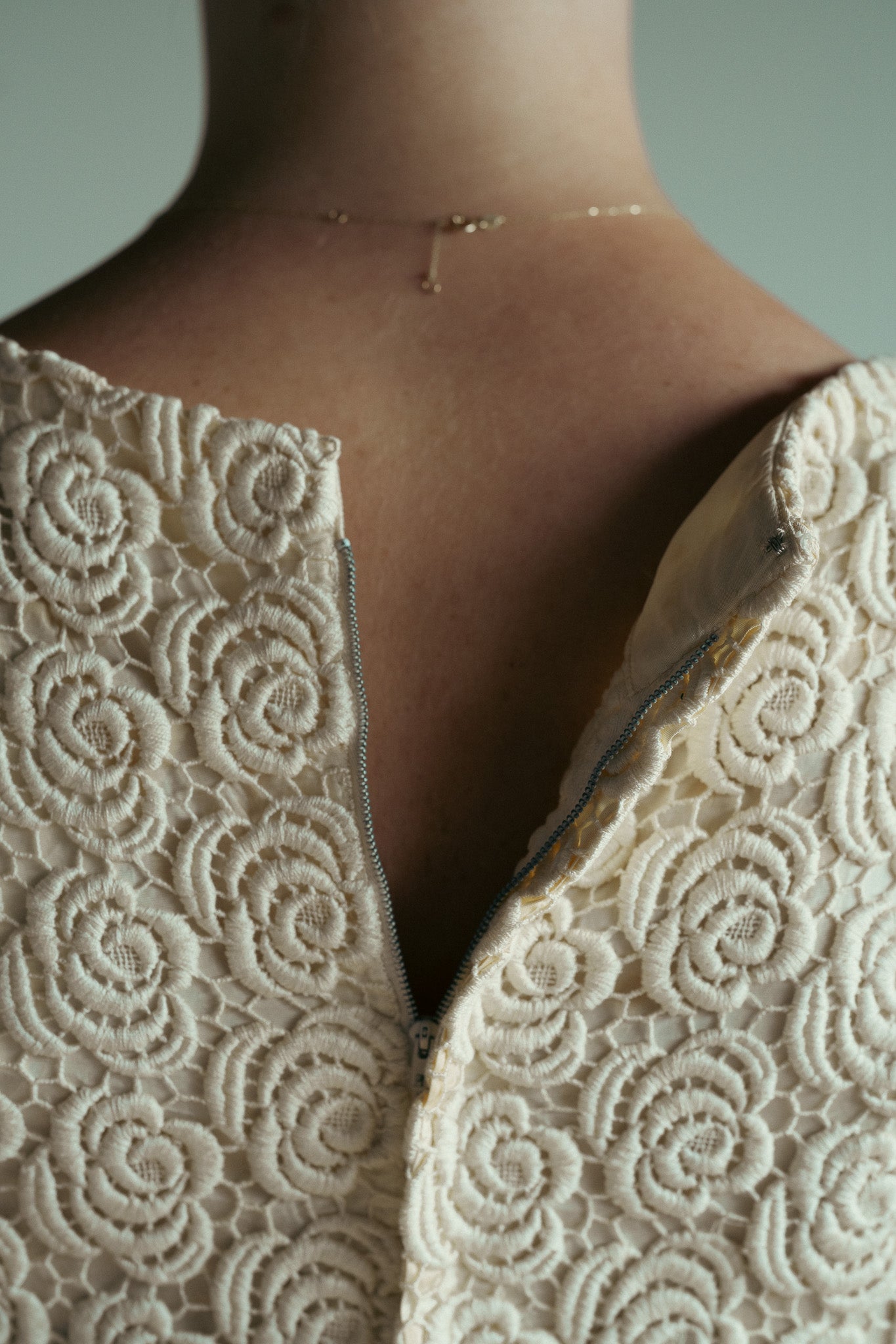 Vintage 60s Silk Lace Bridal Shift Dress