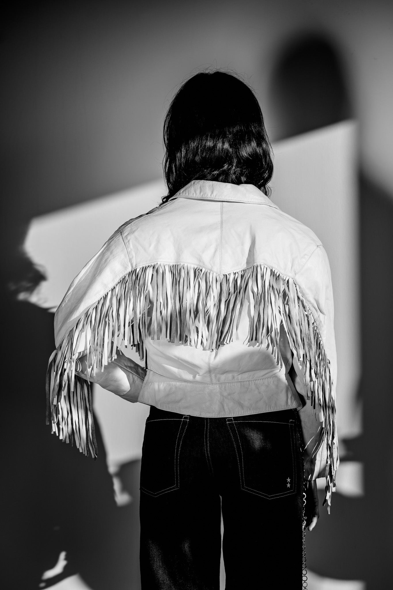 Vintage 80s White Leather Fringe Jacket