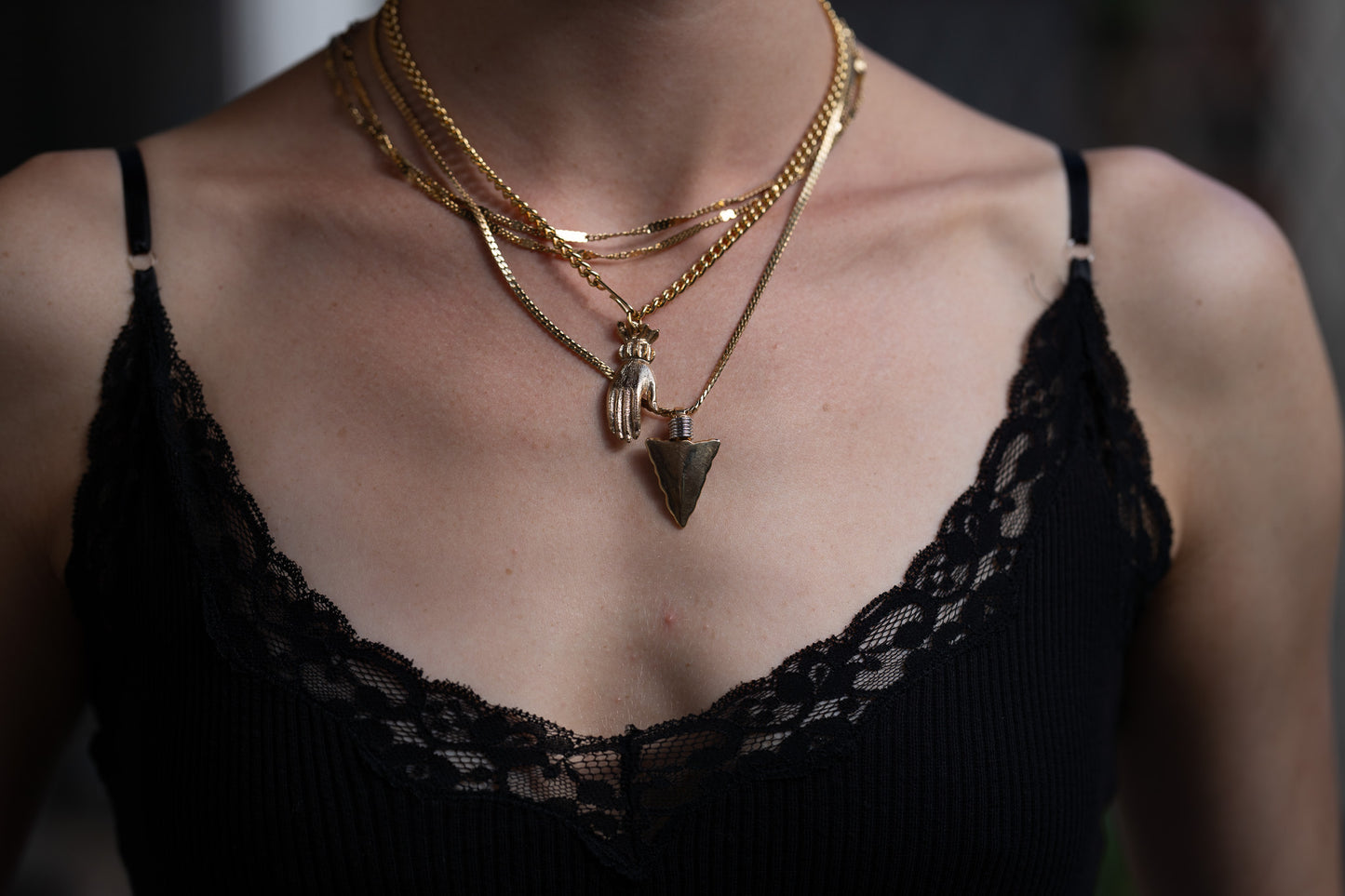 Vintage Gold Arrowhead Necklace