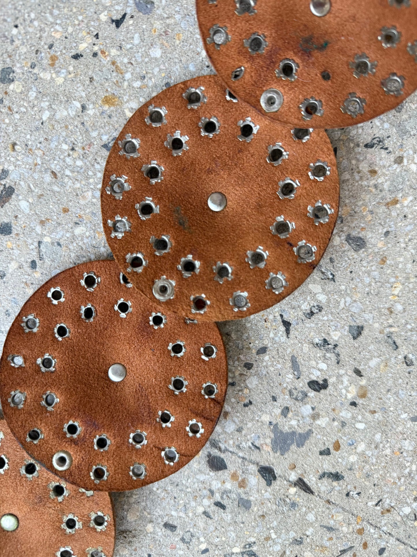 Vintage Western Leather + Metal Disc Belt