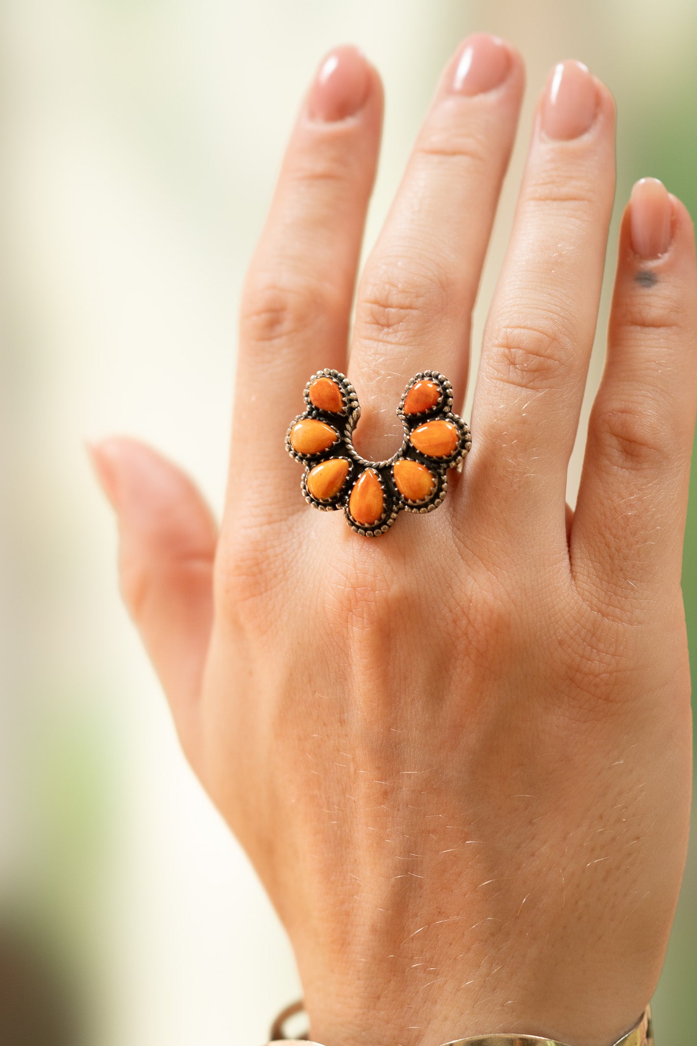 Sterling Silver Spiny Oyster Navajo Ring