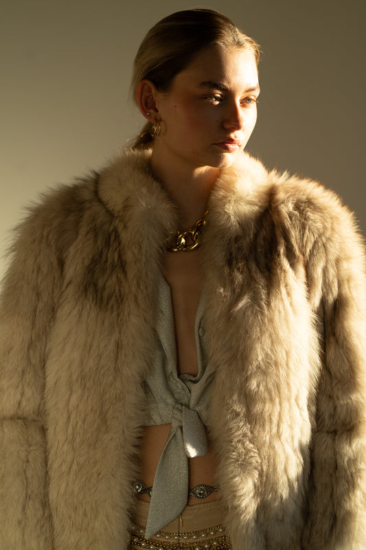 Vintage 60s Silver Fox Fur Coat