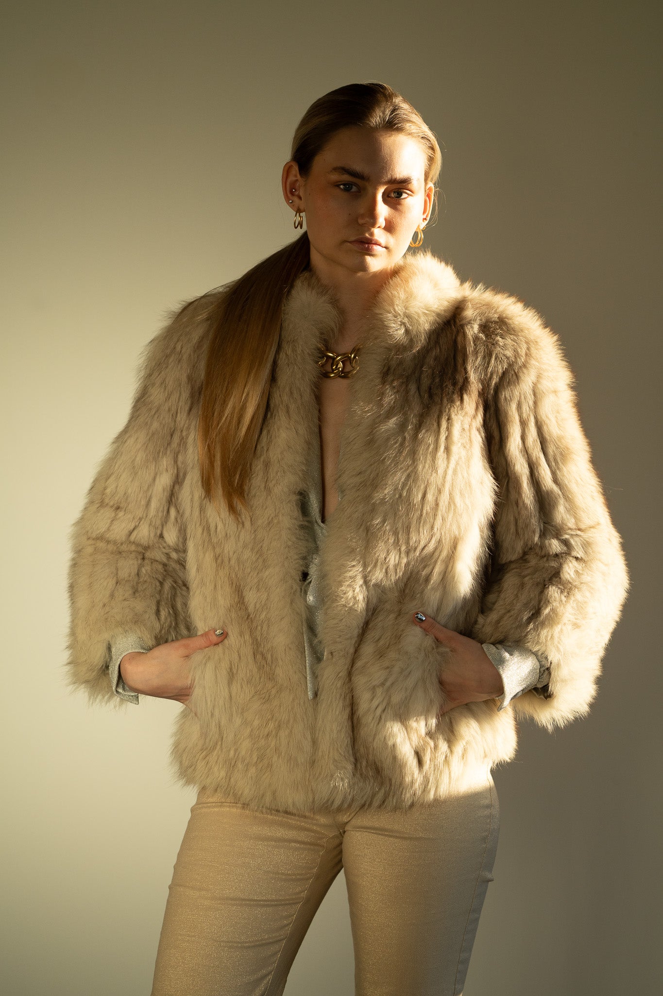 Vintage 60s Silver Fox Fur Coat