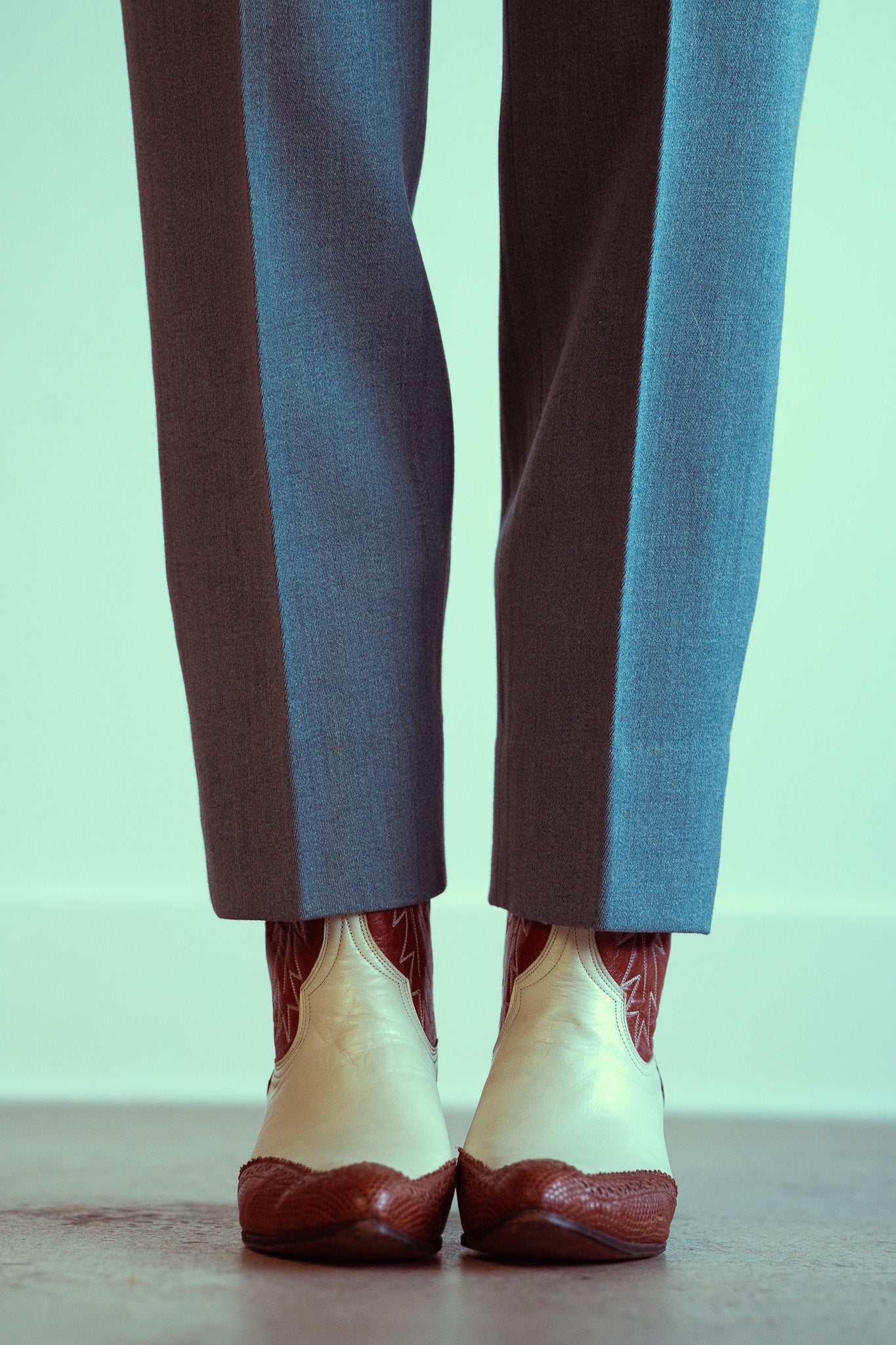 Vintage Two Tone Brogue Cowboy Boots