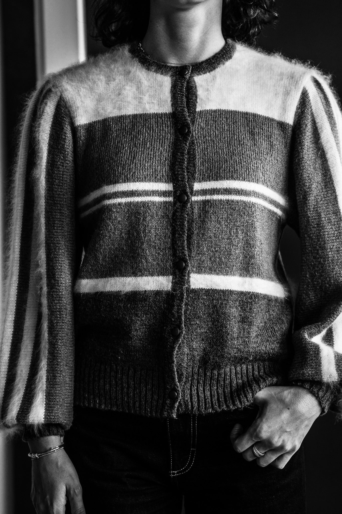 Vintage 80s Angora & Mohair Button Front Sweater