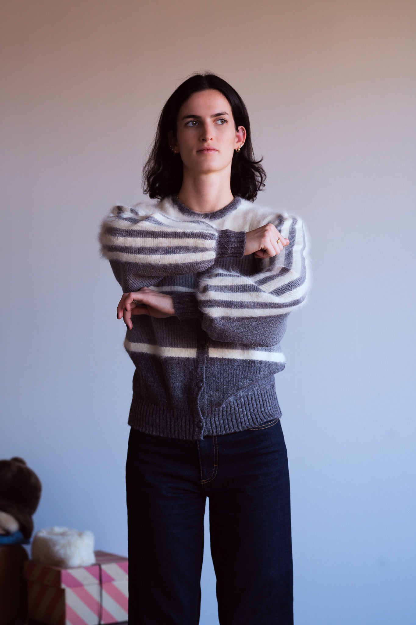 Vintage 80s Angora & Mohair Button Front Sweater