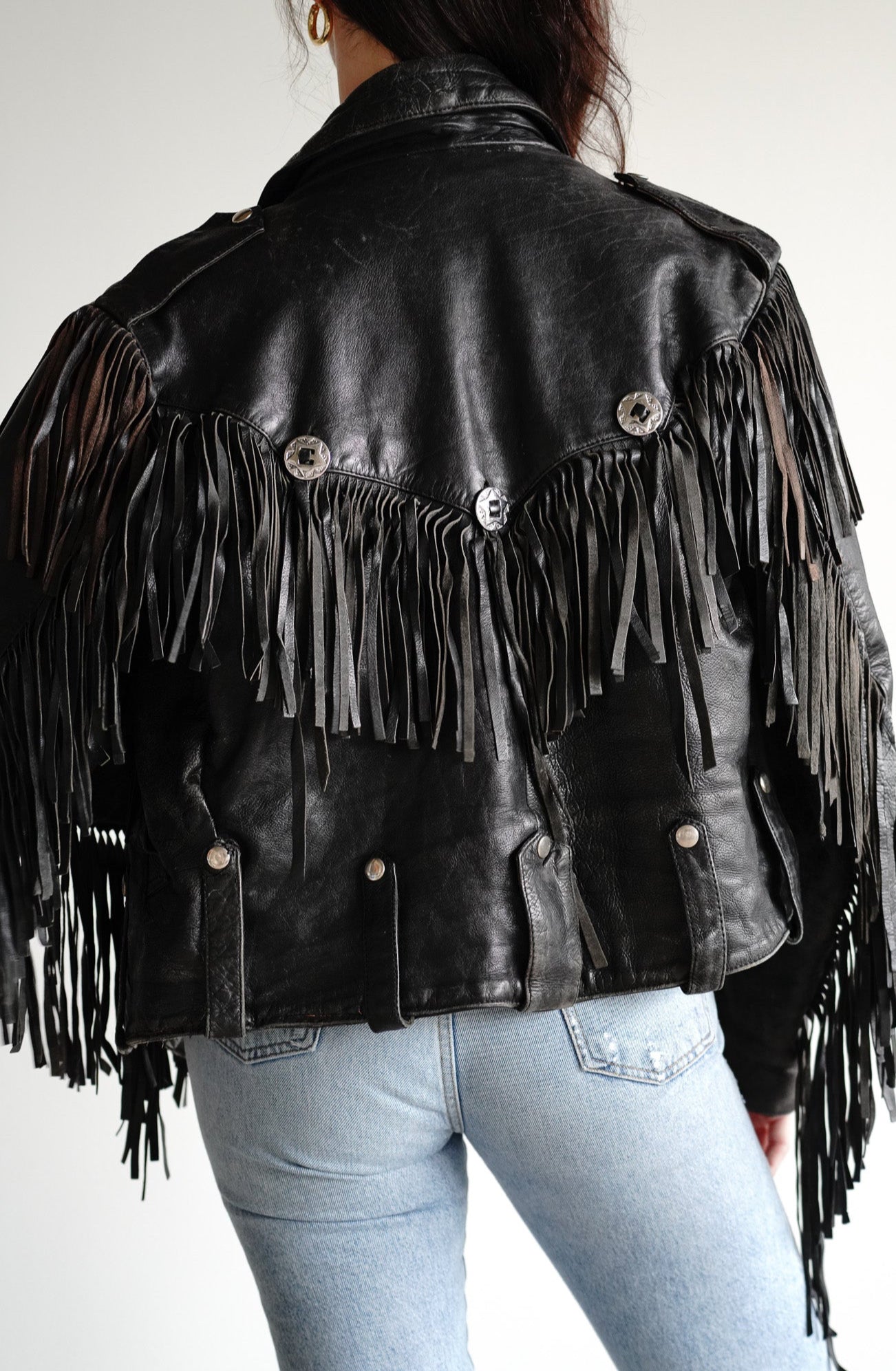 Vintage 70s Fringe Leather Moto Jacket