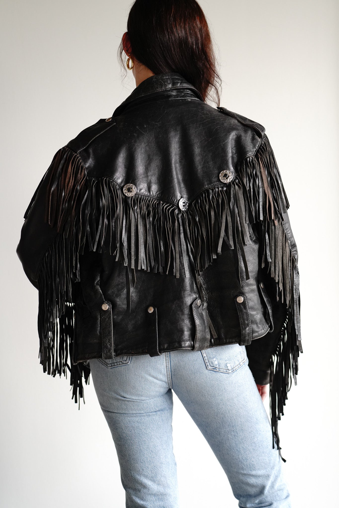 Vintage 70s Fringe Leather Moto Jacket
