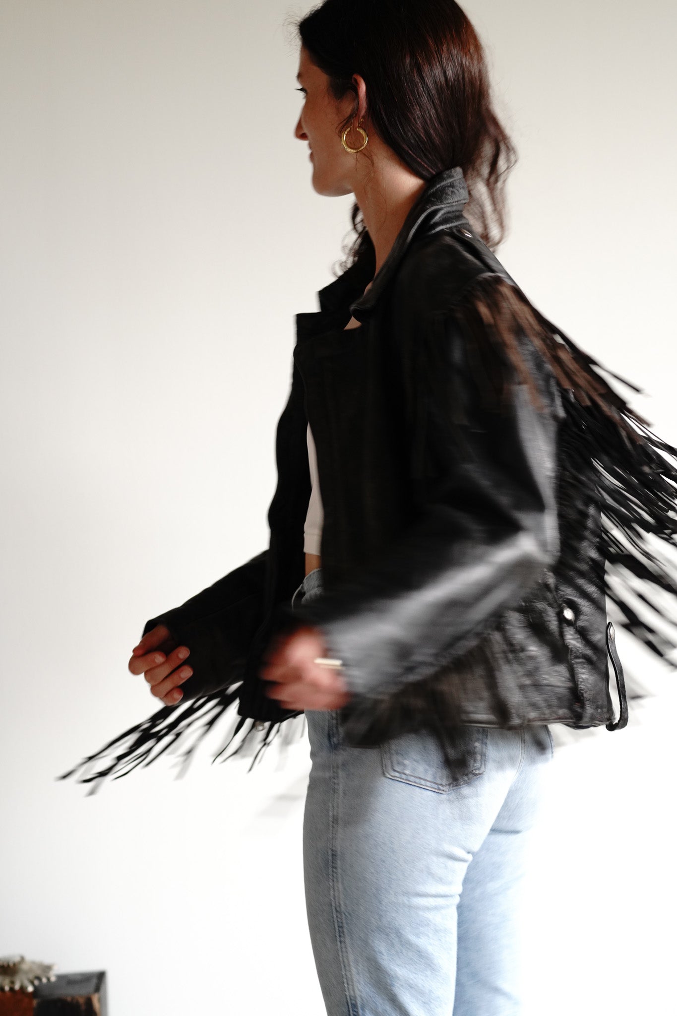 Vintage 70s Fringe Leather Moto Jacket