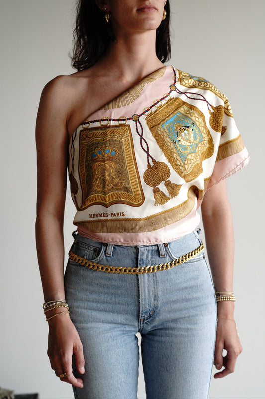 Vintage Authentic Hermes Pink Silk Scarf