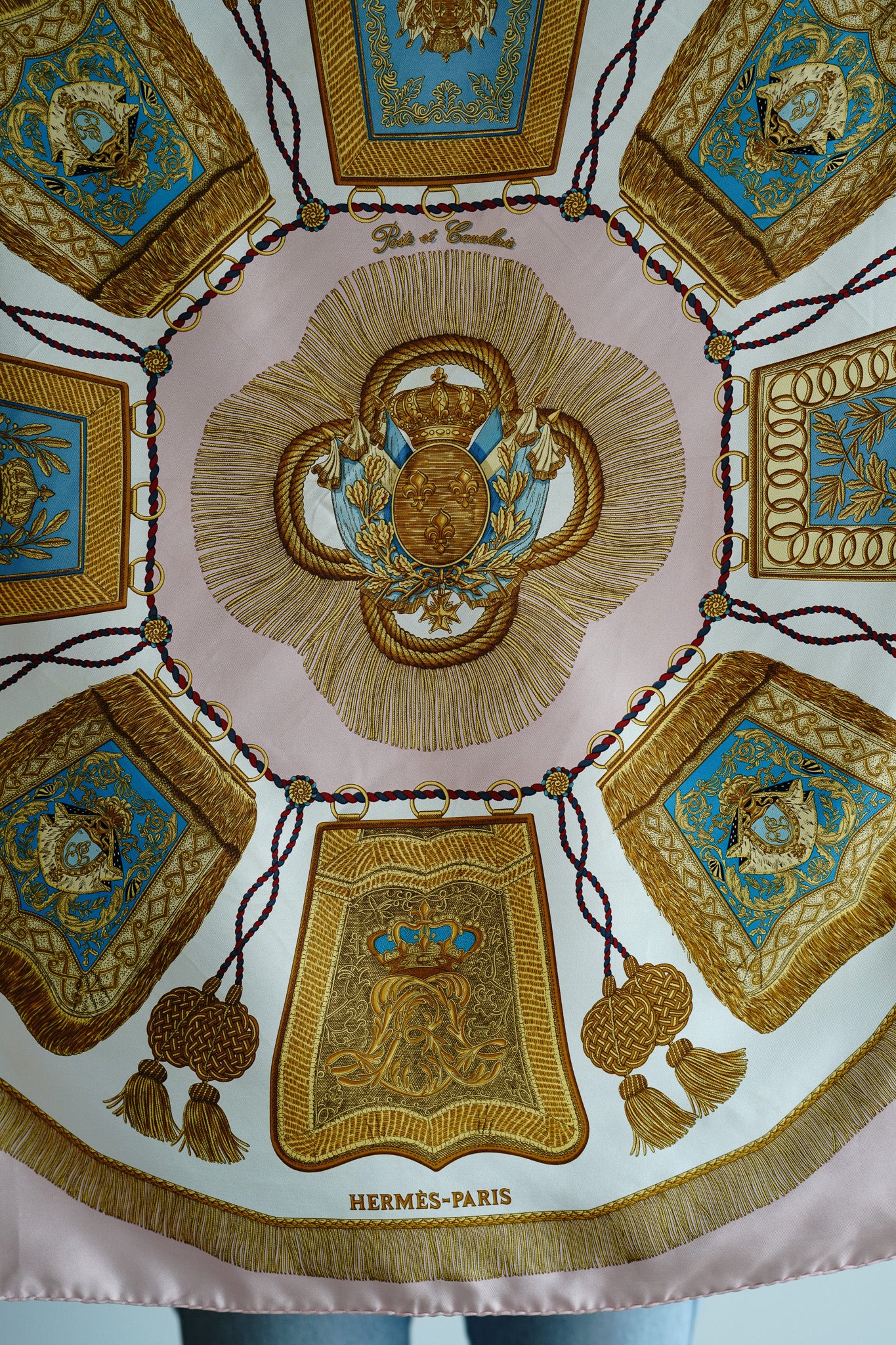 Vintage Authentic Hermes Pink Silk Scarf