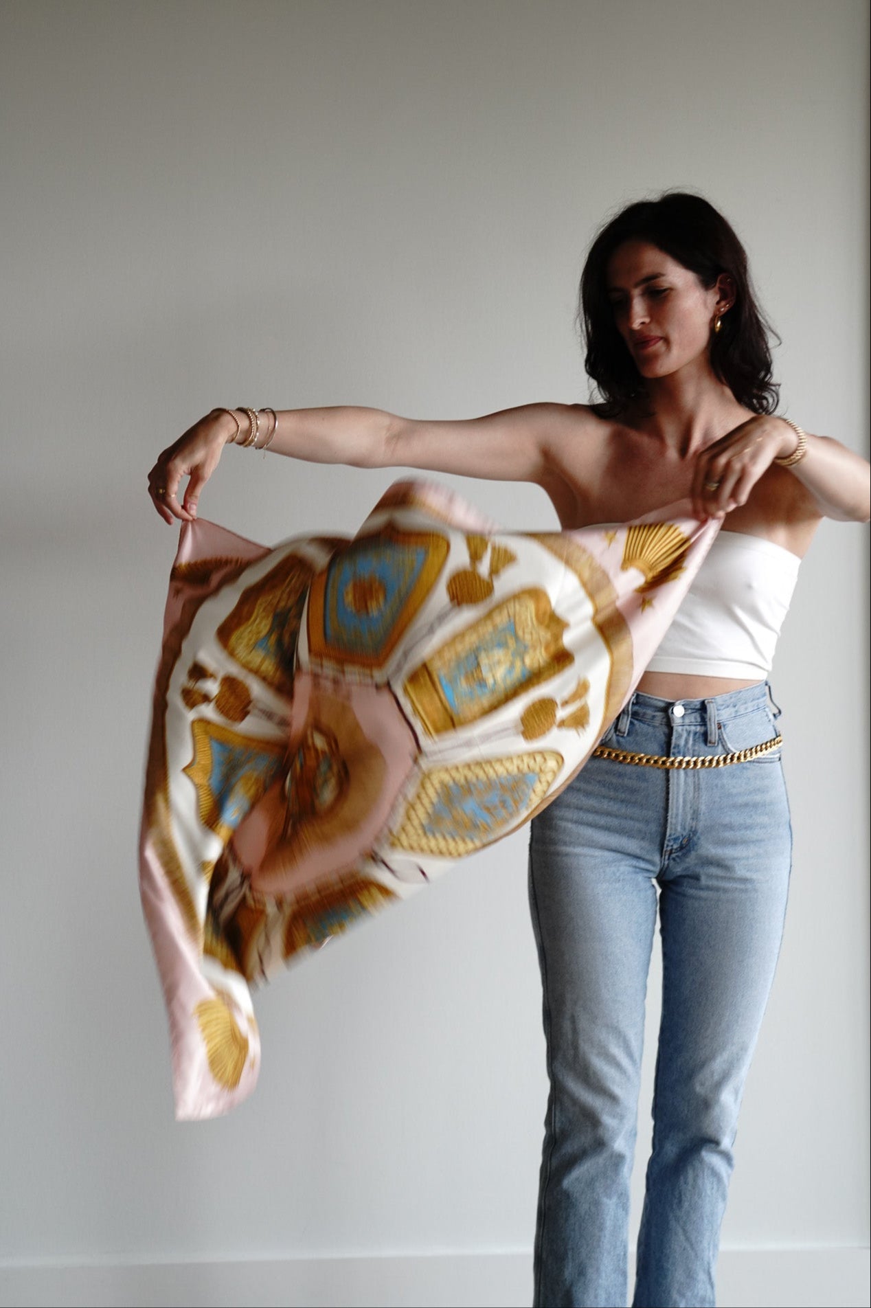 Vintage Authentic Hermes Pink Silk Scarf