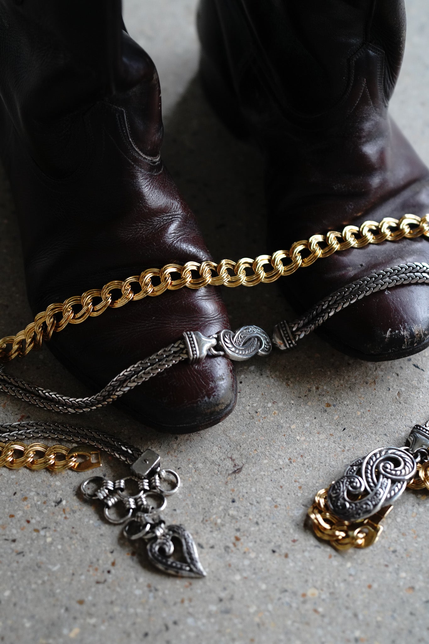 Vintage Gold Double Curb Chain Belt
