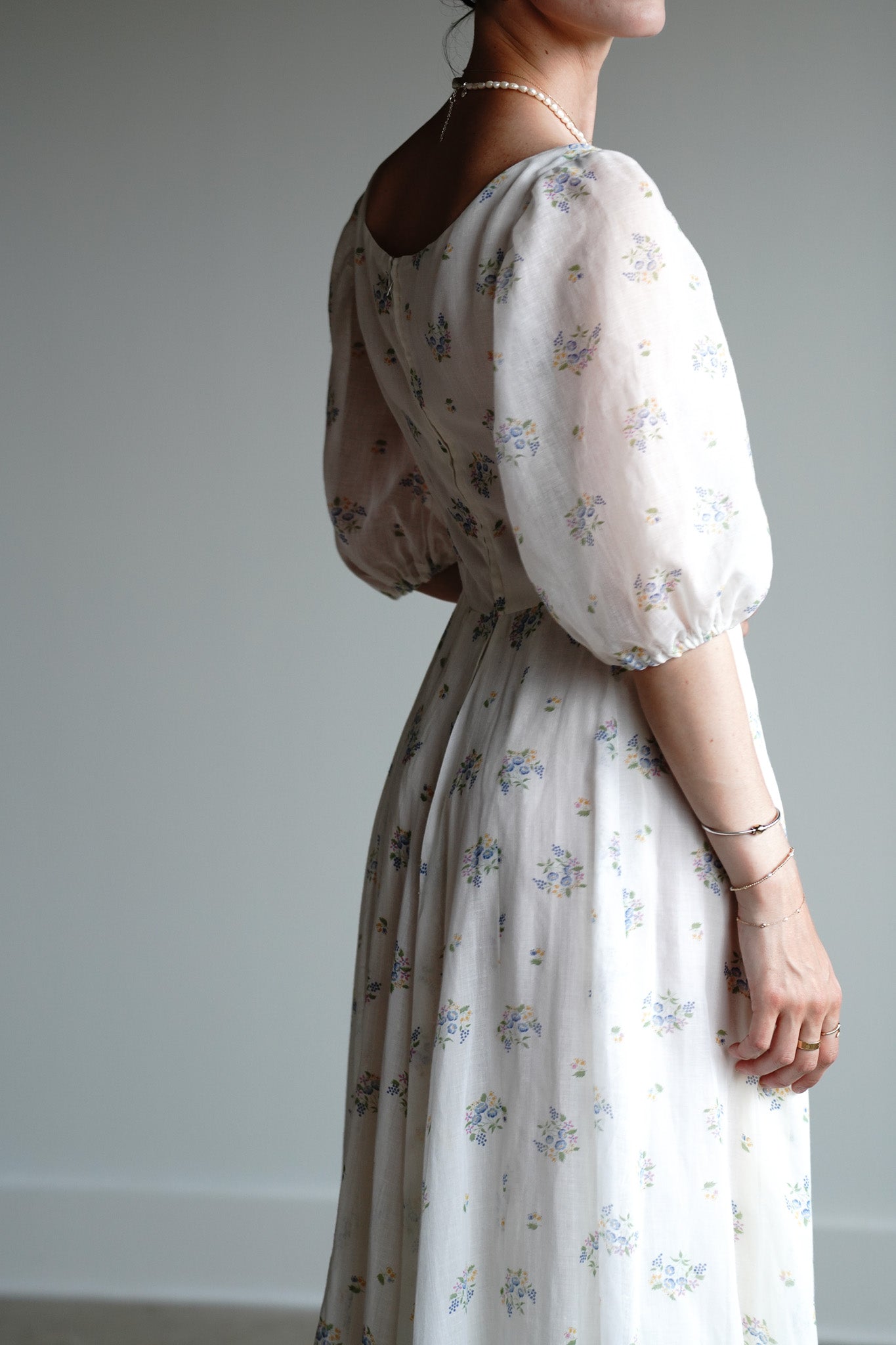 Vintage 70s Authentic Handmade Floral Prairie Cotton Gauze Dress