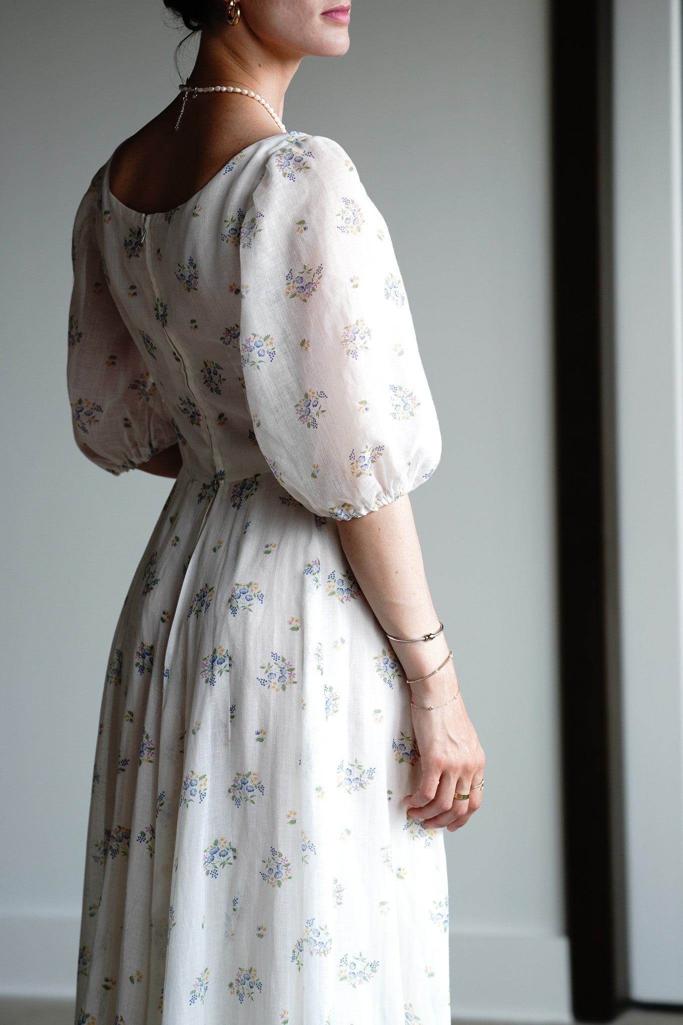 Vintage 70s Authentic Handmade Floral Prairie Cotton Gauze Dress