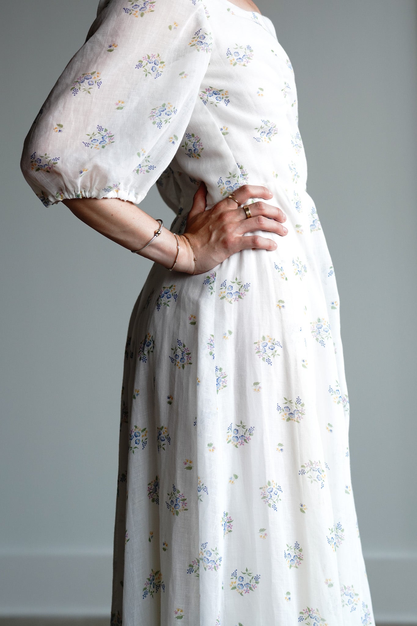 Vintage 70s Authentic Handmade Floral Prairie Cotton Gauze Dress