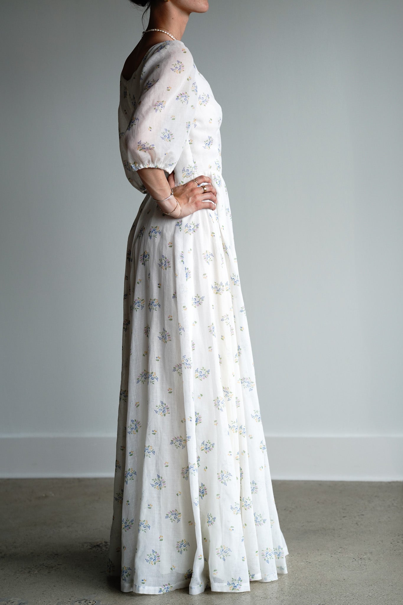 Vintage 70s Authentic Handmade Floral Prairie Cotton Gauze Dress