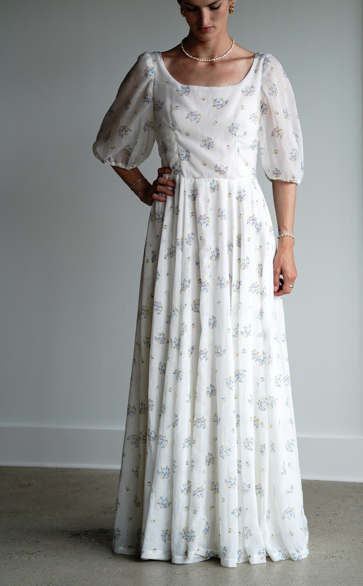 Vintage 70s Authentic Handmade Floral Prairie Cotton Gauze Dress