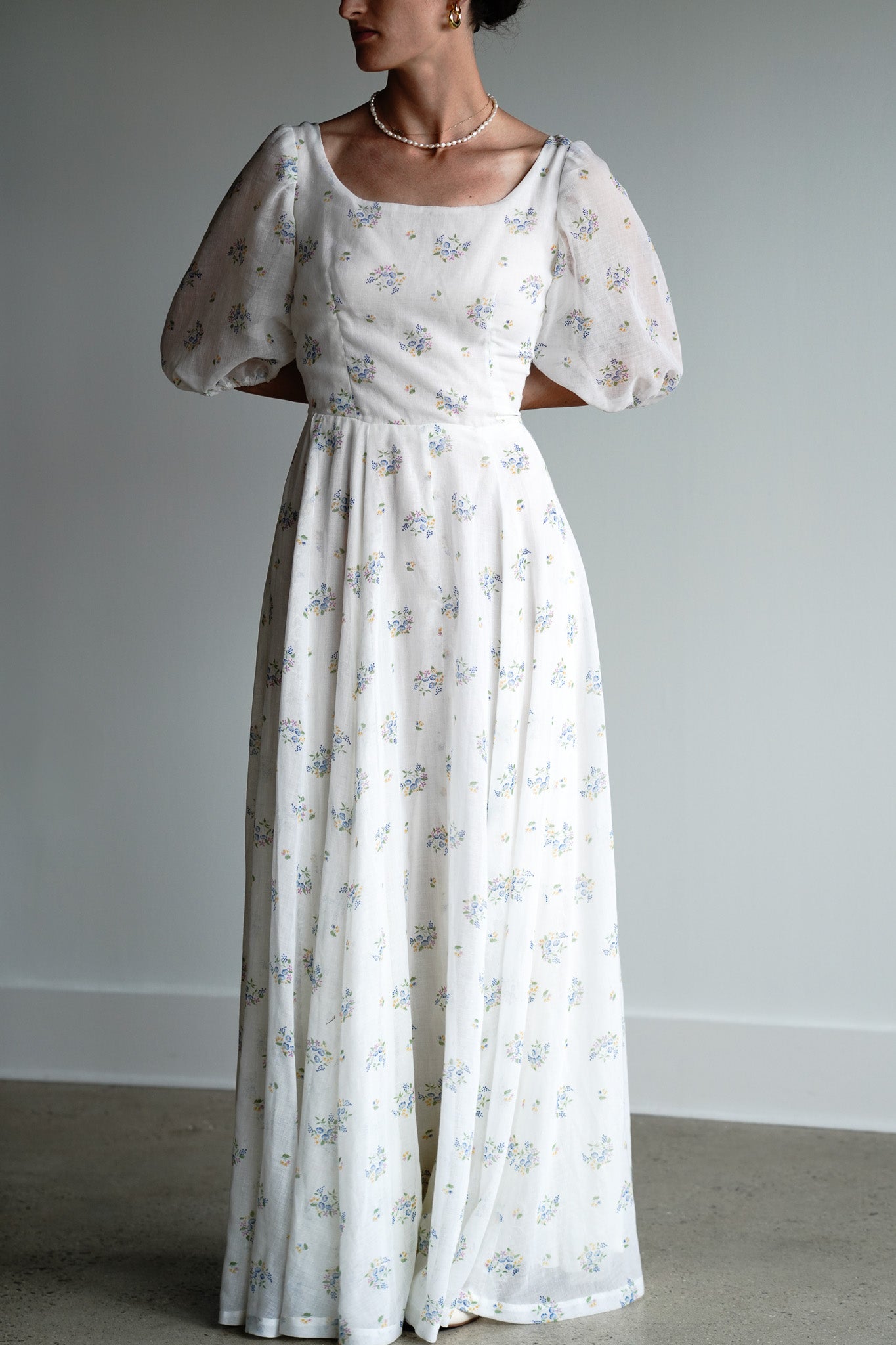 Vintage 70s Authentic Handmade Floral Prairie Cotton Gauze Dress