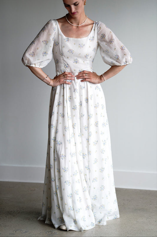 Vintage 70s Authentic Handmade Floral Prairie Cotton Gauze Dress