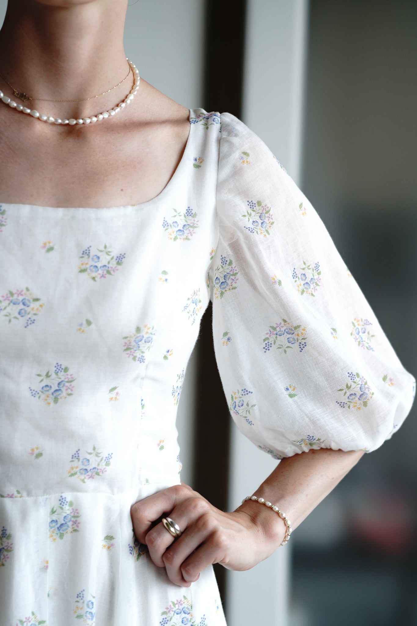 Vintage 70s Authentic Handmade Floral Prairie Cotton Gauze Dress