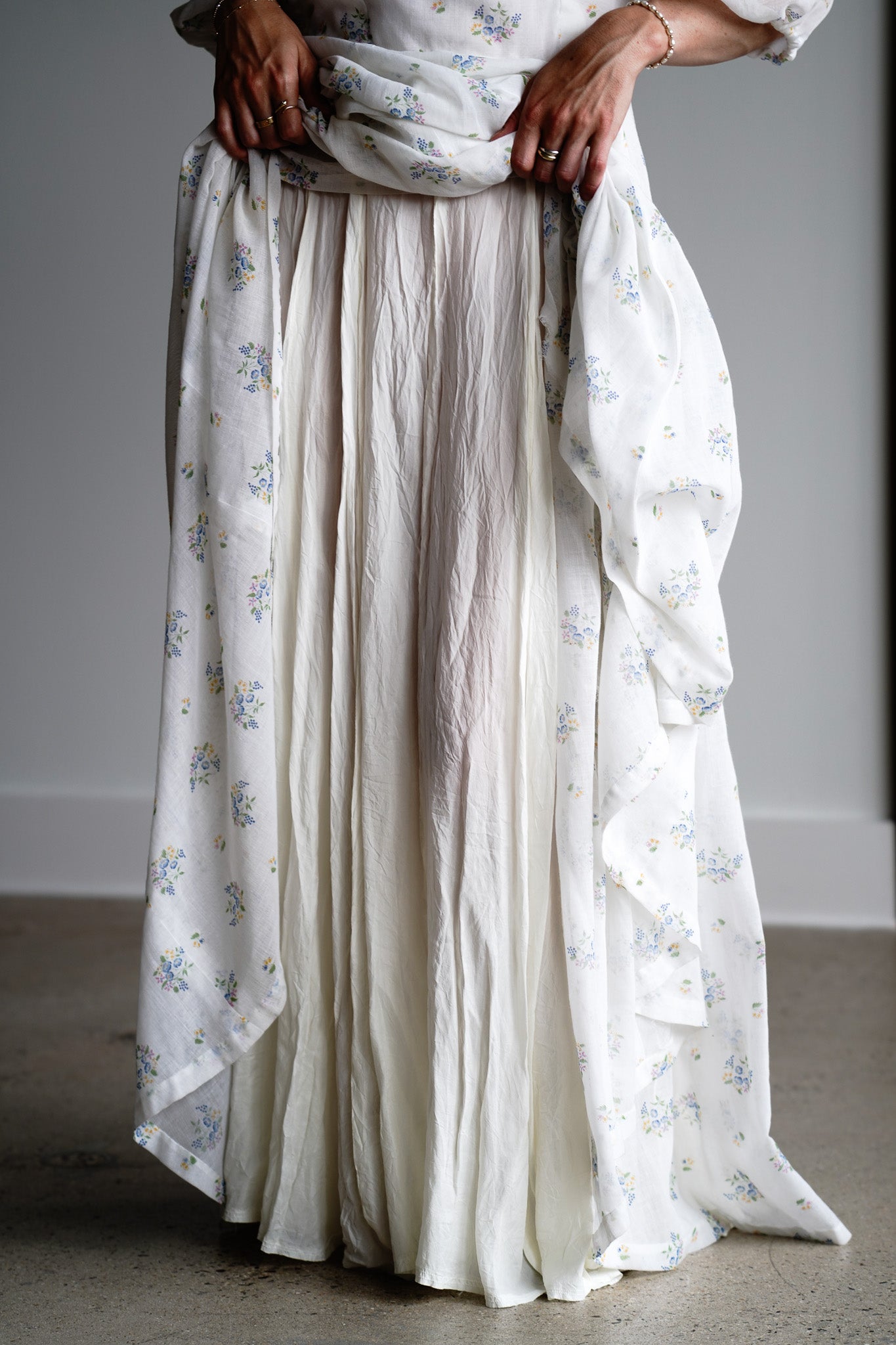 Vintage 70s Authentic Handmade Floral Prairie Cotton Gauze Dress