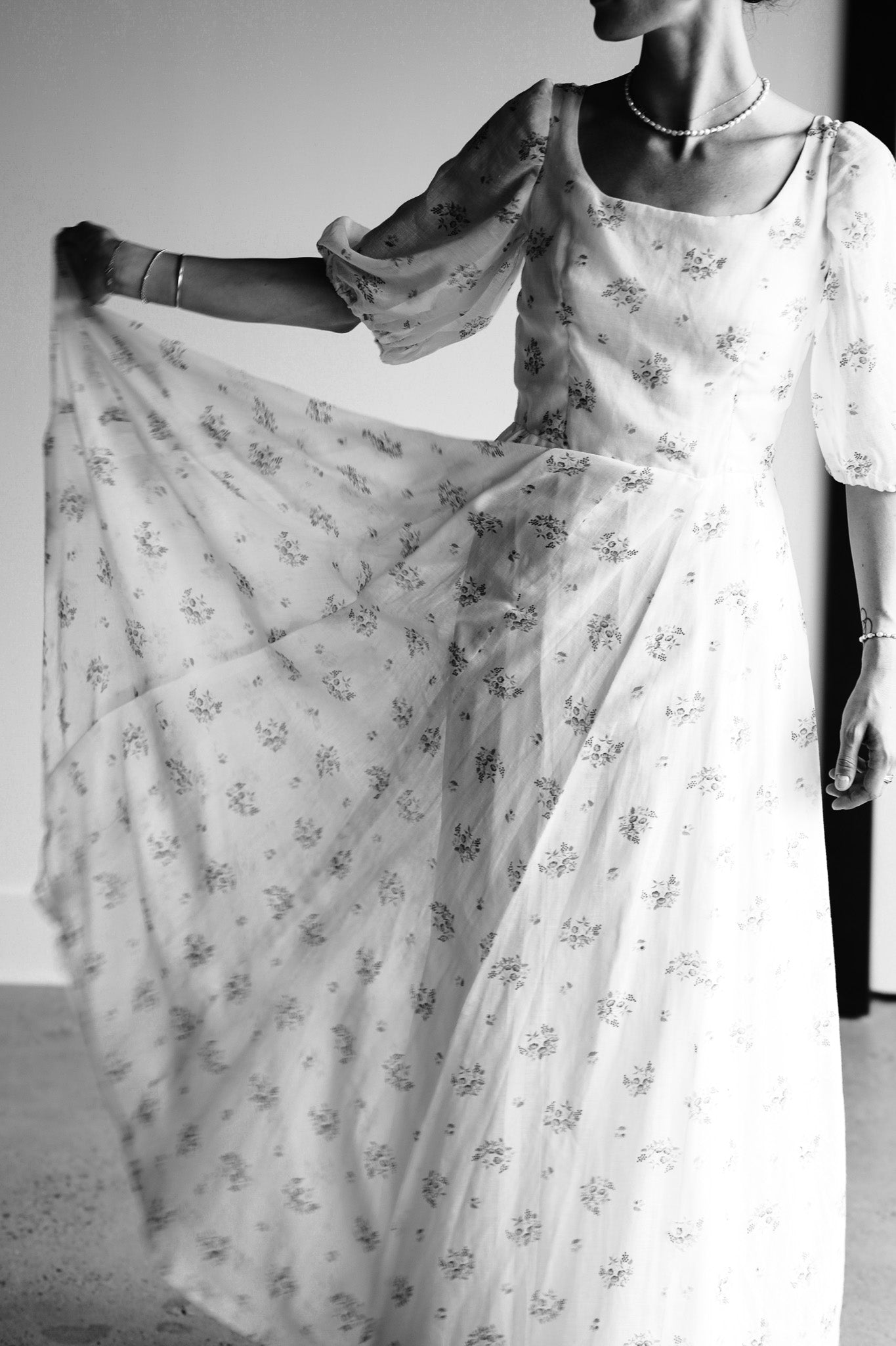 Vintage 70s Authentic Handmade Floral Prairie Cotton Gauze Dress