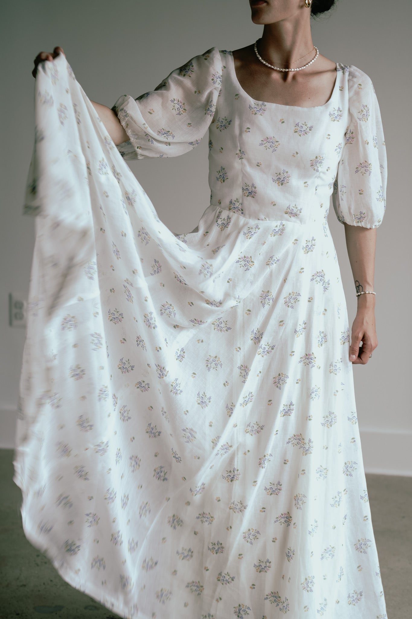 Vintage 70s Authentic Handmade Floral Prairie Cotton Gauze Dress