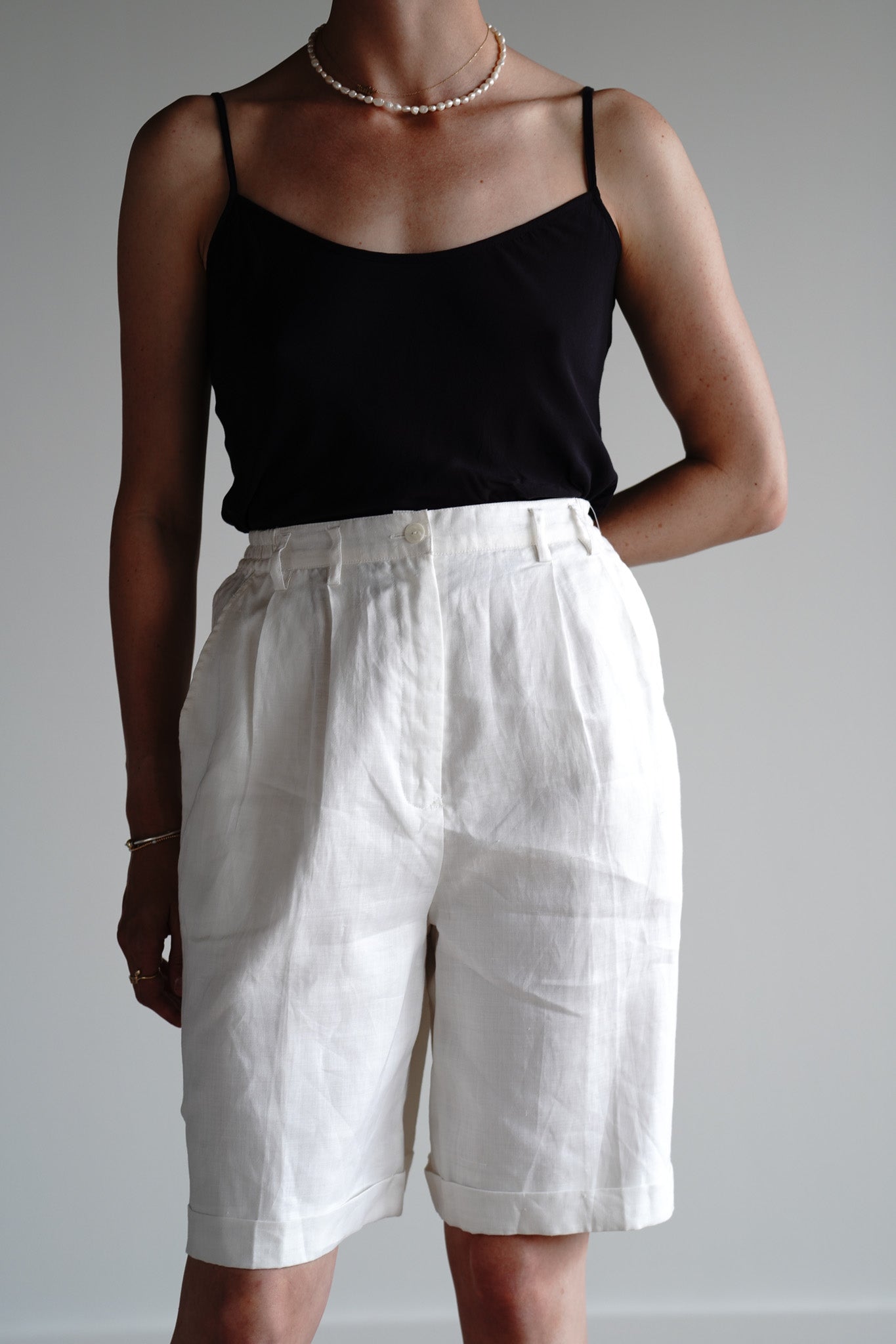 Vintage 90s Linen Trouser Shorts