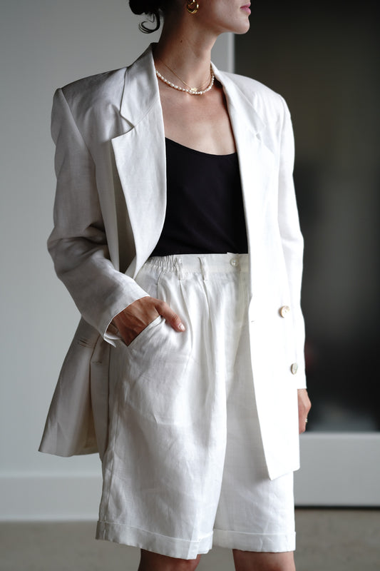 Vintage 90s Linen Trouser Shorts