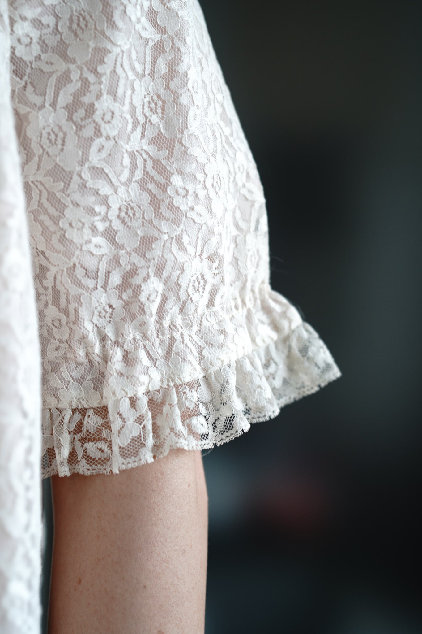 Vintage 50s Lace Bedcoat w/ Satin Bow