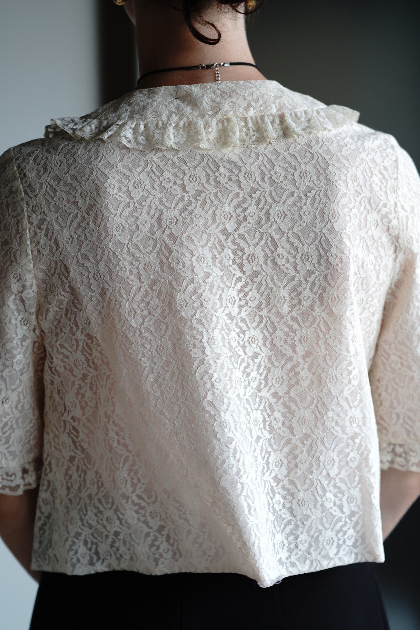 Vintage 50s Lace Bedcoat w/ Satin Bow