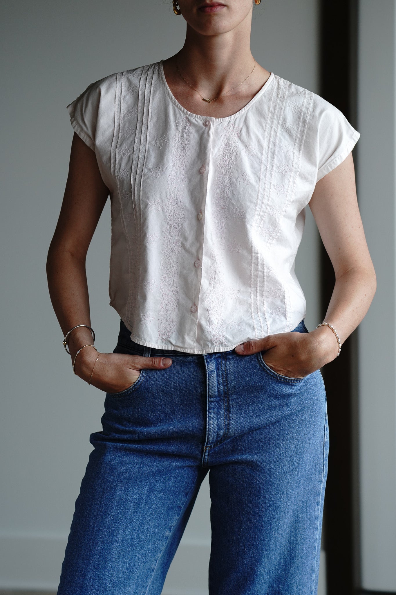 Vintage 90s Cotton Button Front Top