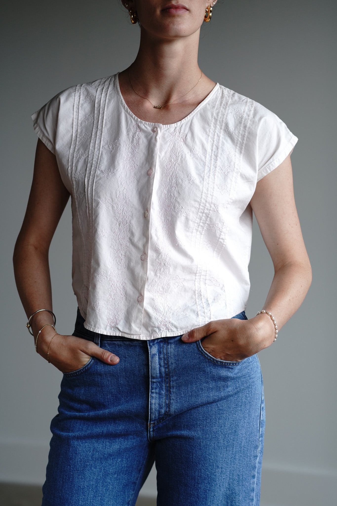 Vintage 90s Cotton Button Front Top