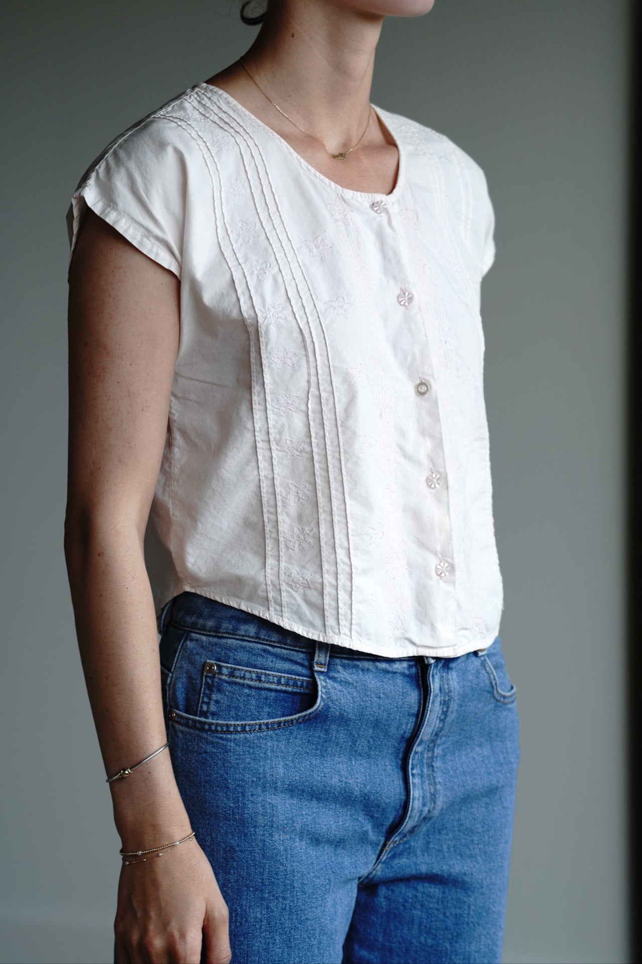 Vintage 90s Cotton Button Front Top