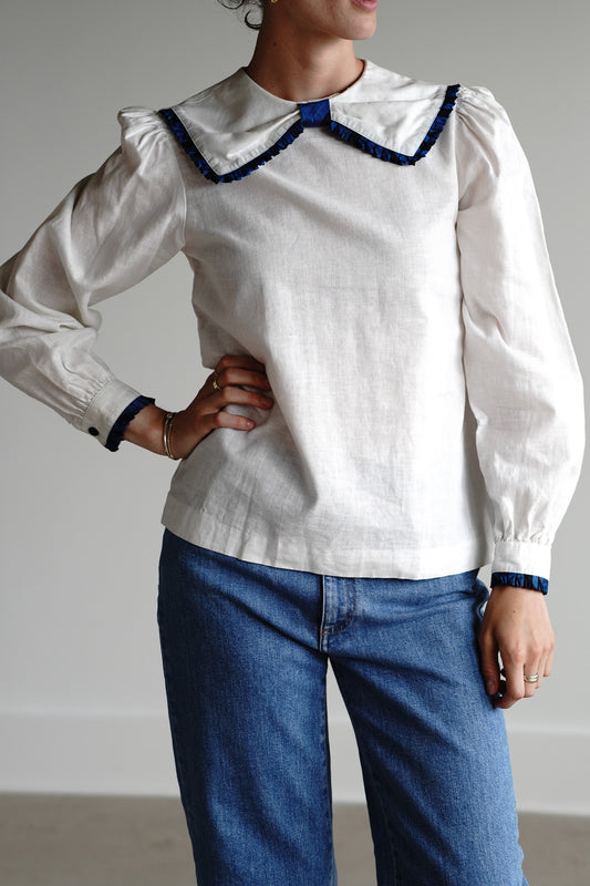 Vintage 80s Bow Front Linen Top
