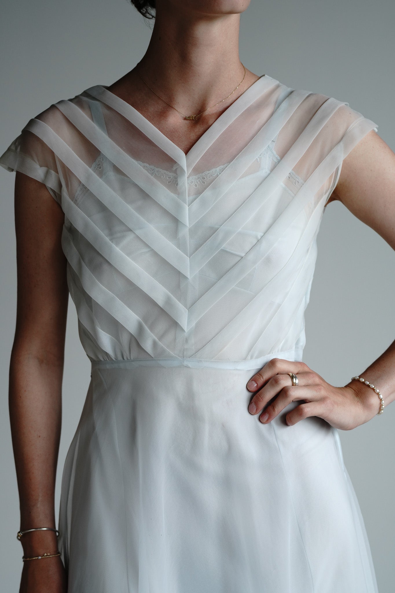 Vintage 50s Sheer Something Blue Dress