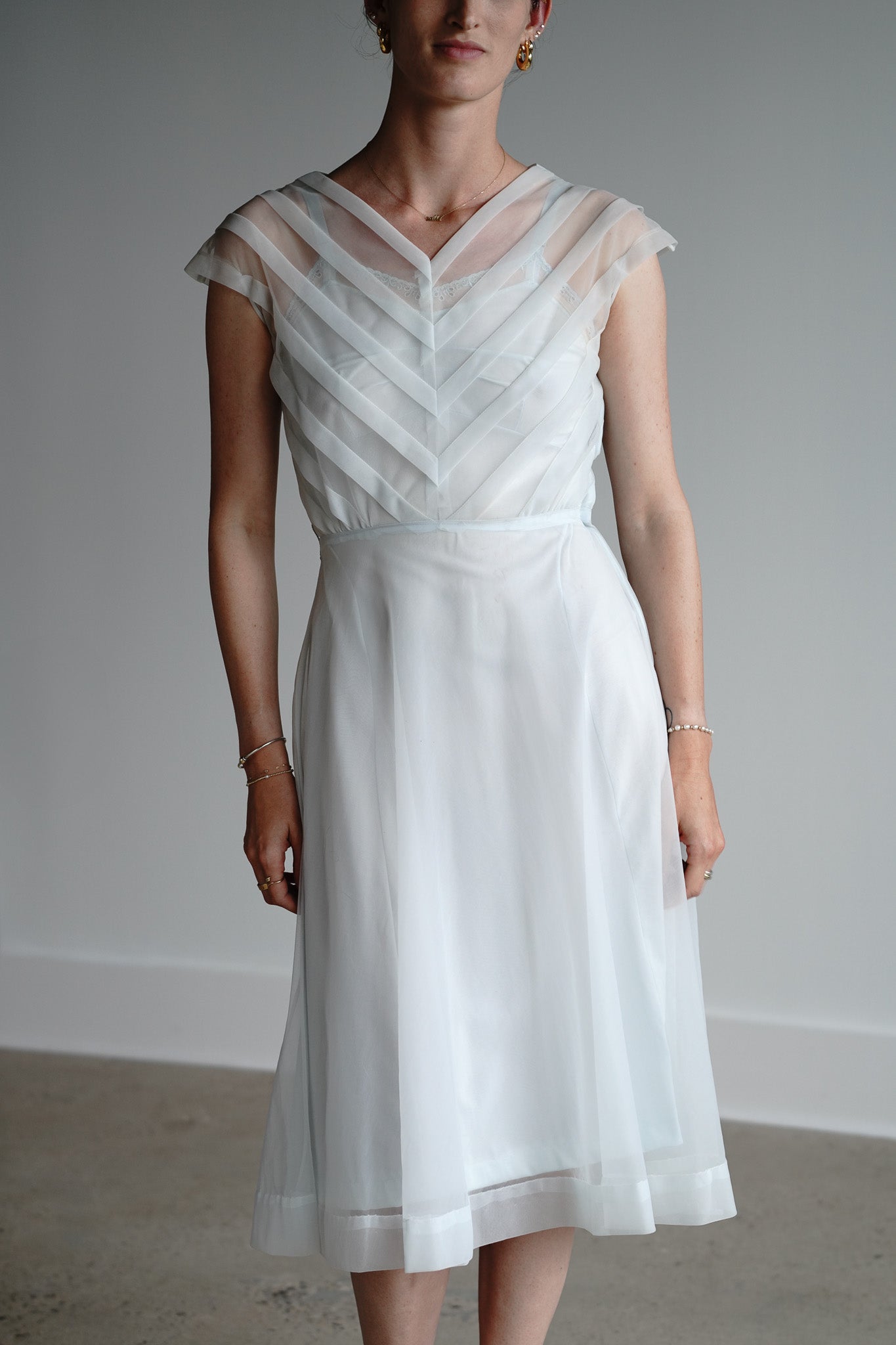 Vintage 50s Sheer Something Blue Dress