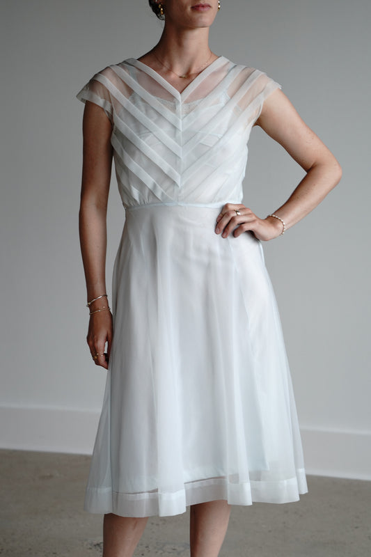 Vintage 50s Sheer Something Blue Dress