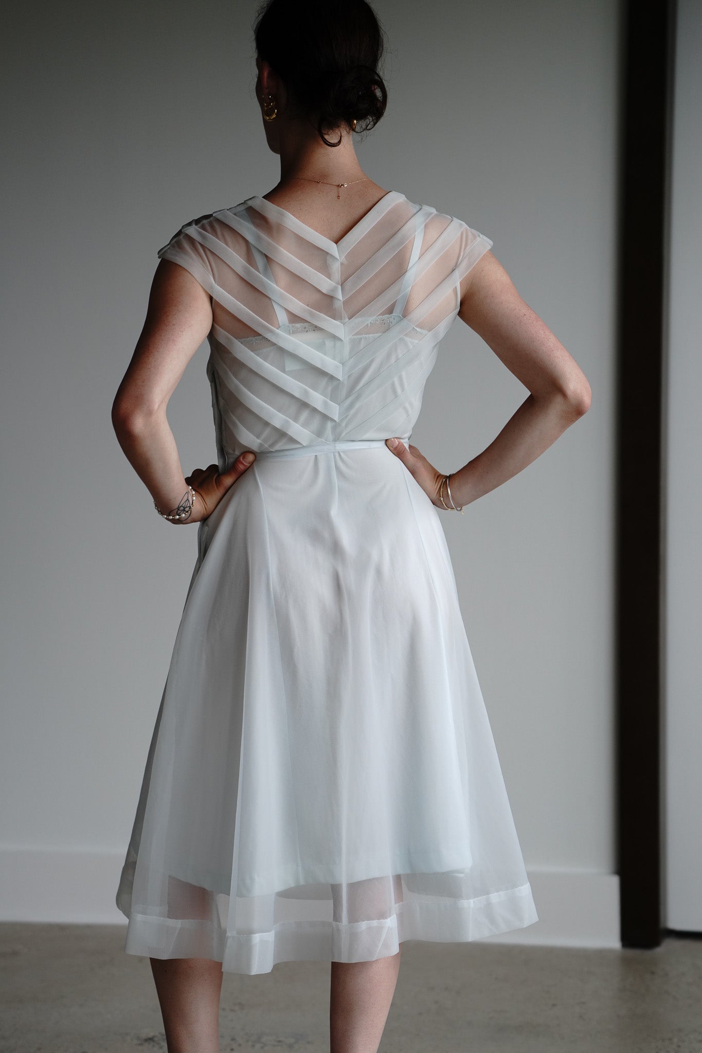 Vintage 50s Sheer Something Blue Dress