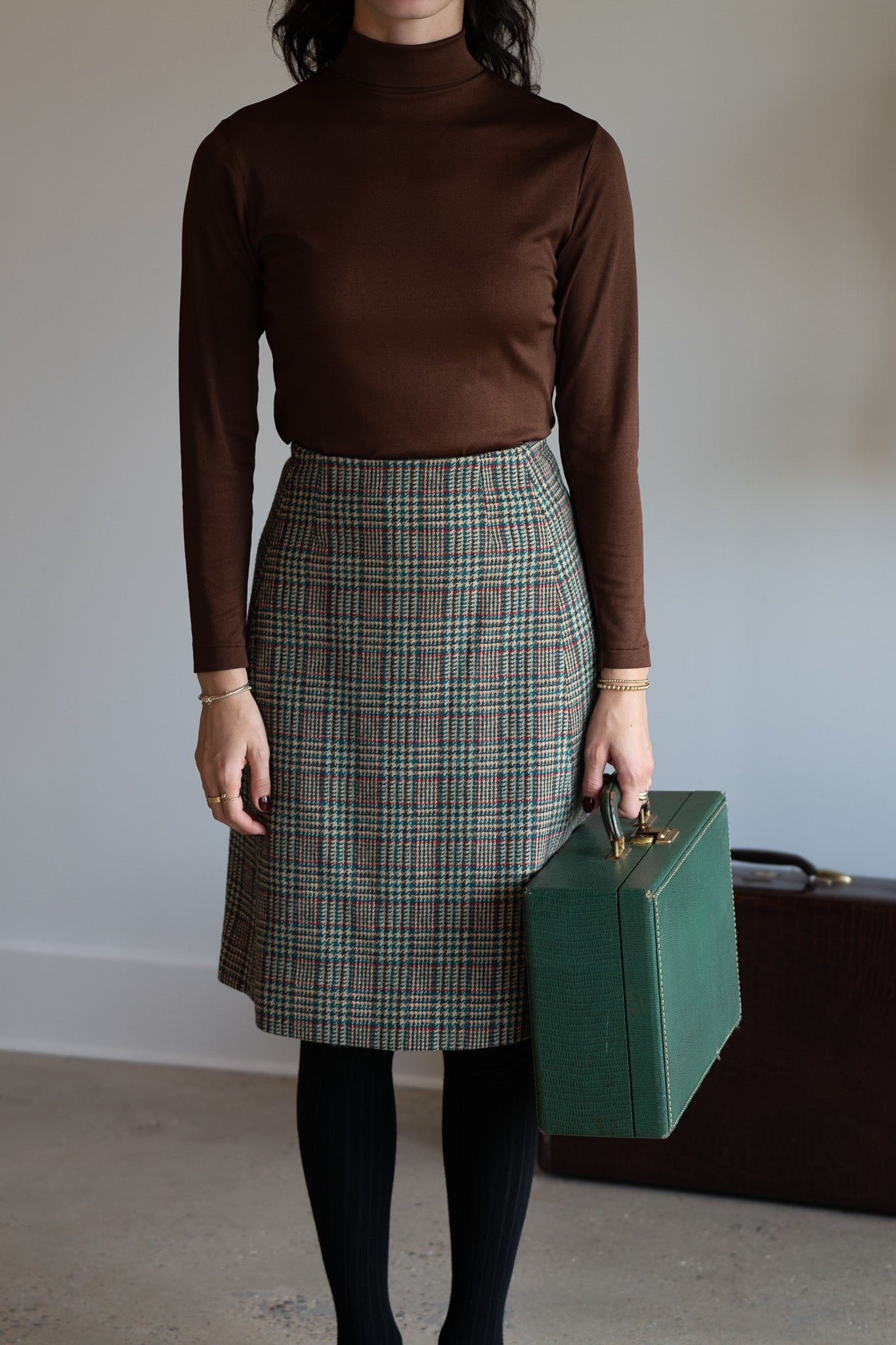 Vintage 60s Glen Check Wool Skirt