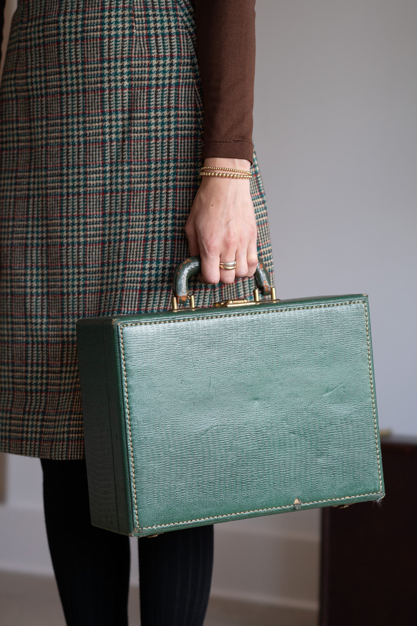 Vintage 60s Glen Check Wool Skirt