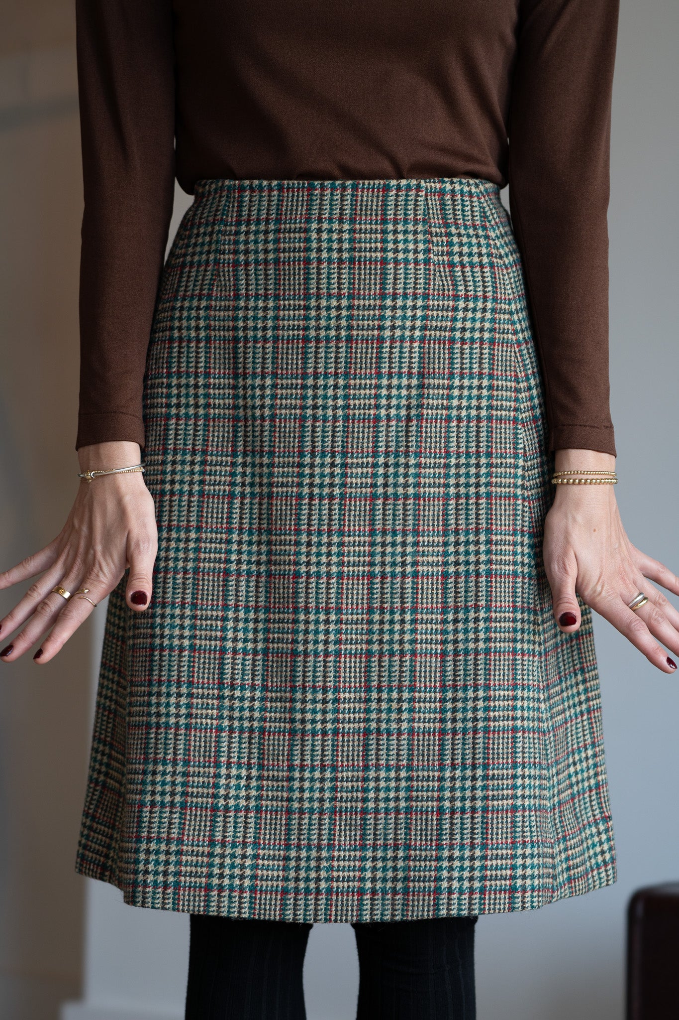 Vintage 60s Glen Check Wool Skirt