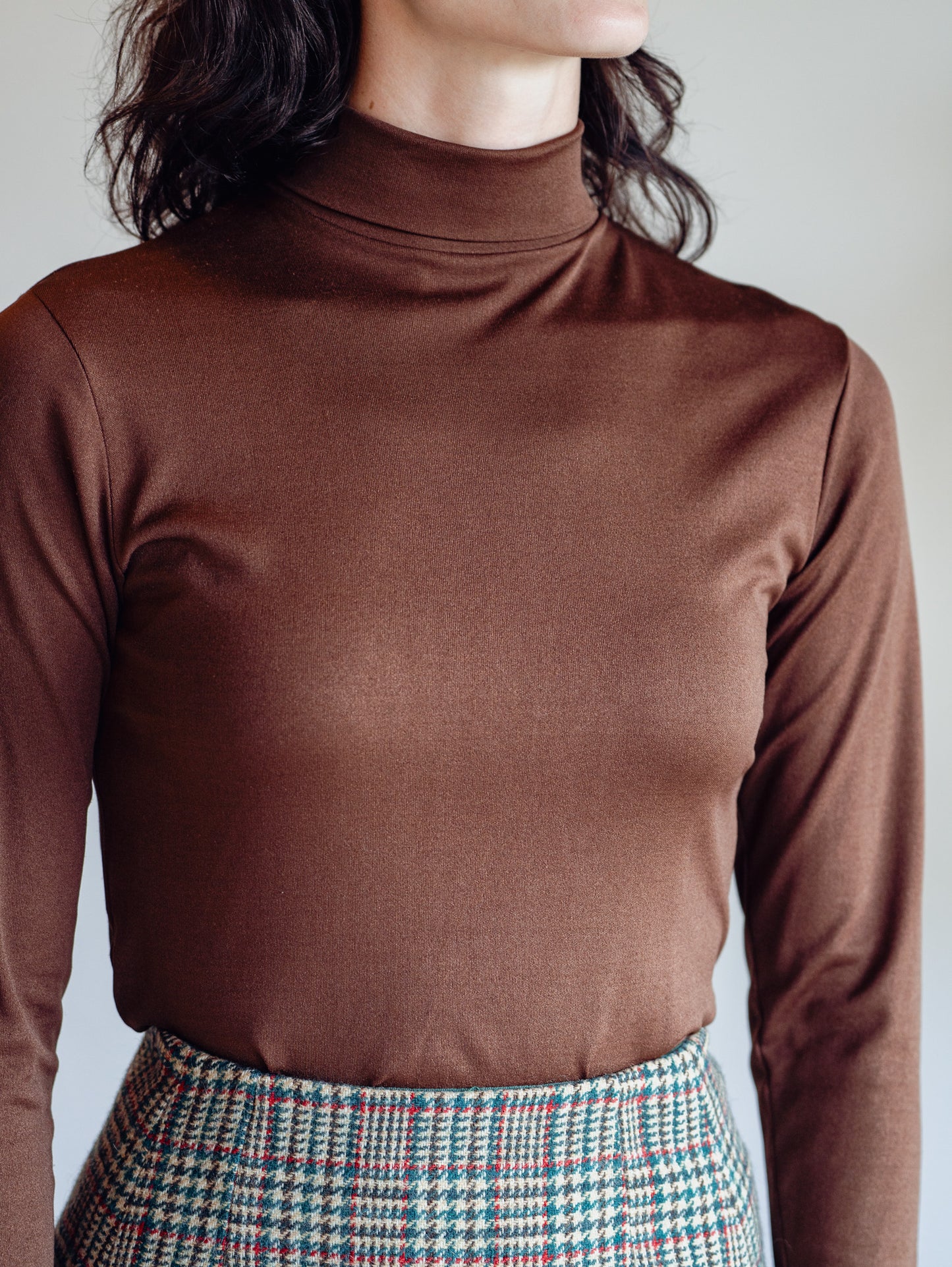 Vintage 70s Chocolate Stretch Turtleneck