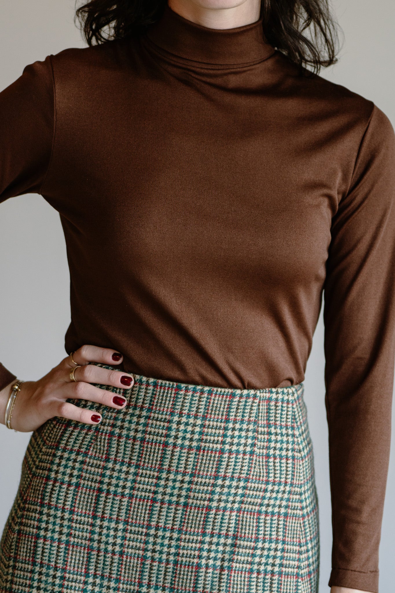 Vintage 70s Chocolate Stretch Turtleneck
